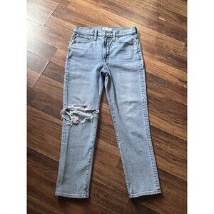 Madewell Womens Mid-Rise Perfect Vintage Jeans Size 28 Blue Distressed Denim